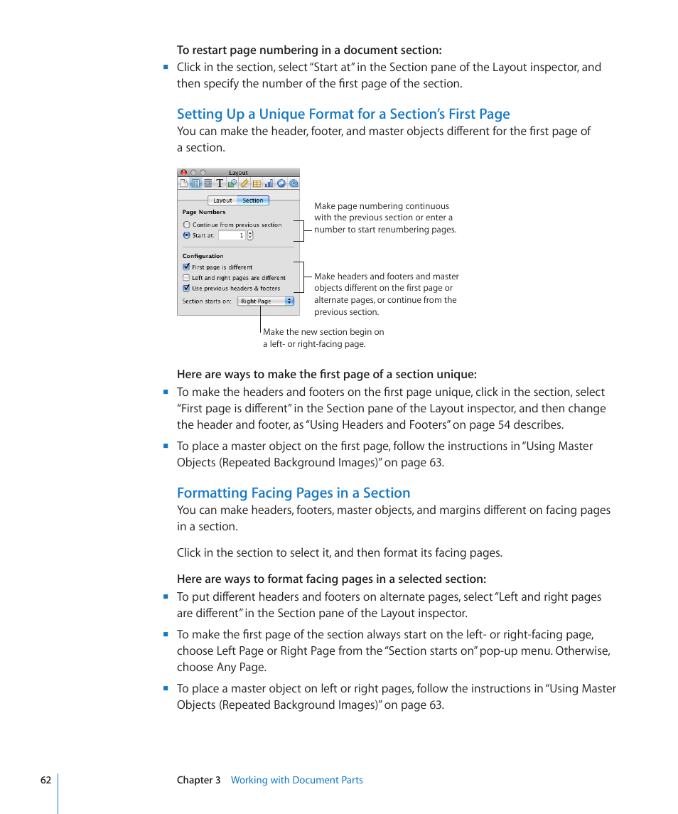 62 f | Apple Pages '09 User Manual | Page 62 / 279