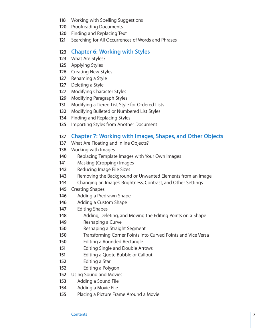 Chapter 6: working with styles | Apple Pages '09 User Manual | Page 7 / 279