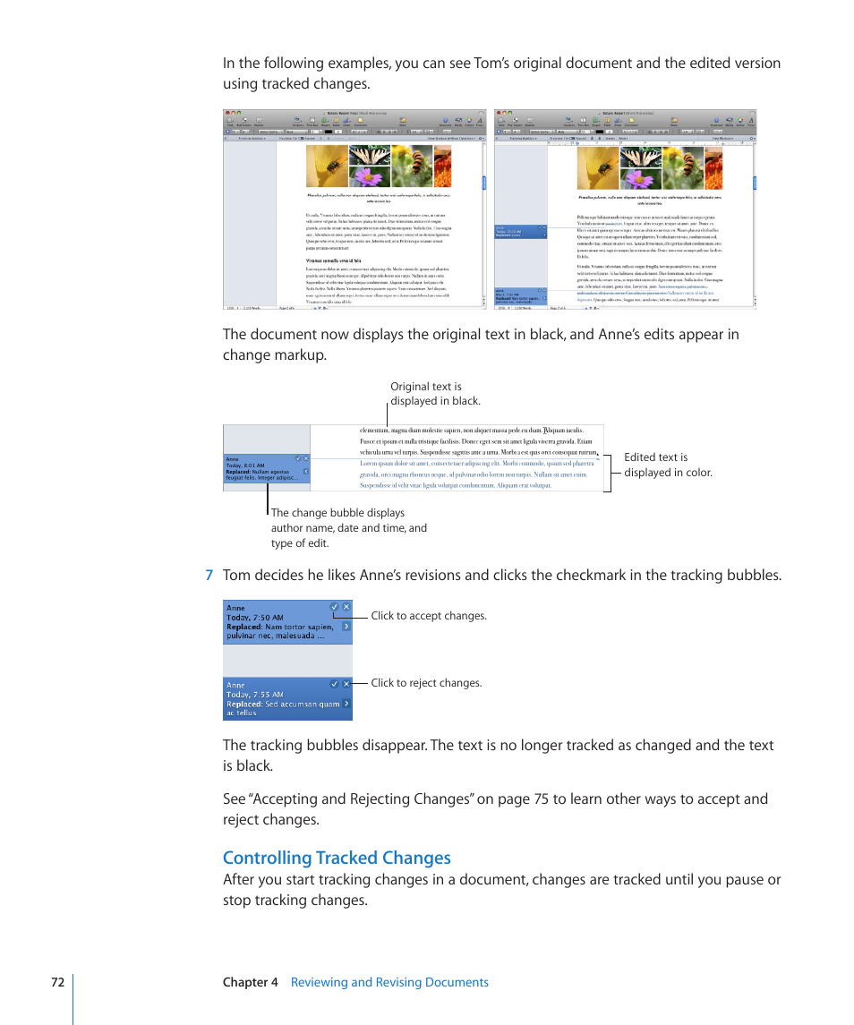 Controlling tracked changes | Apple Pages '09 User Manual | Page 72 / 279