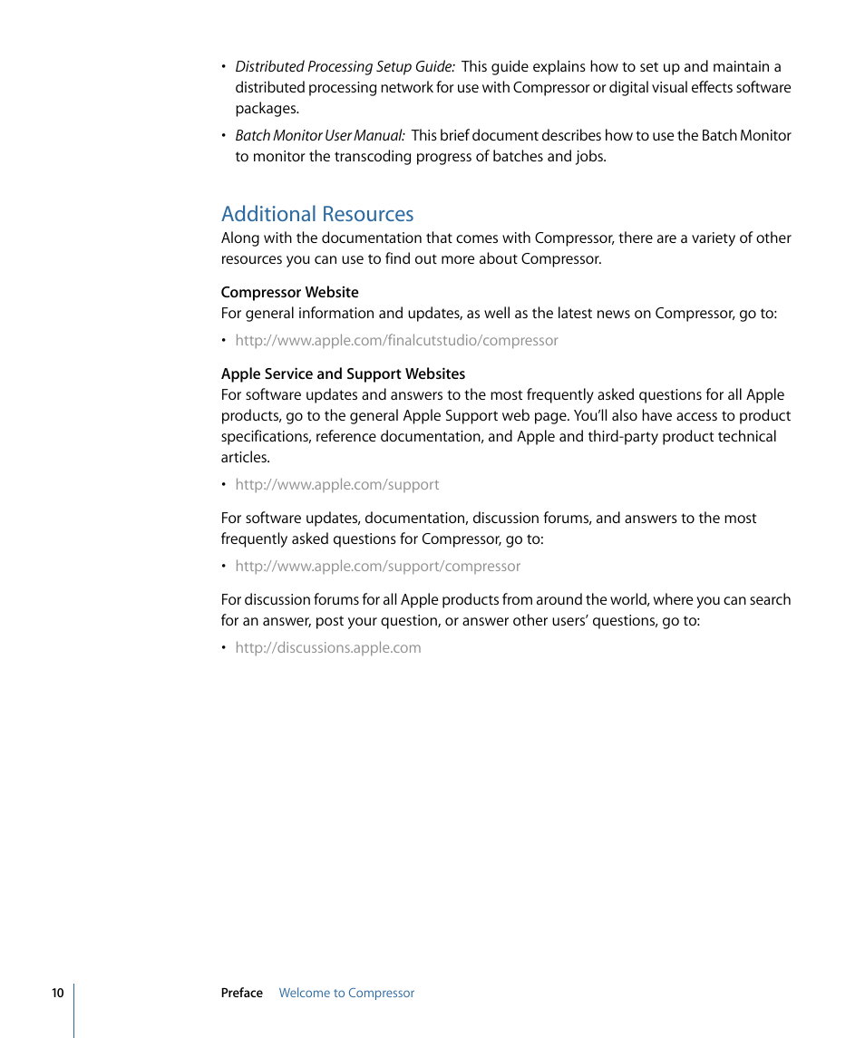 Additional resources | Apple Compressor 3 User Manual | Page 10 / 368