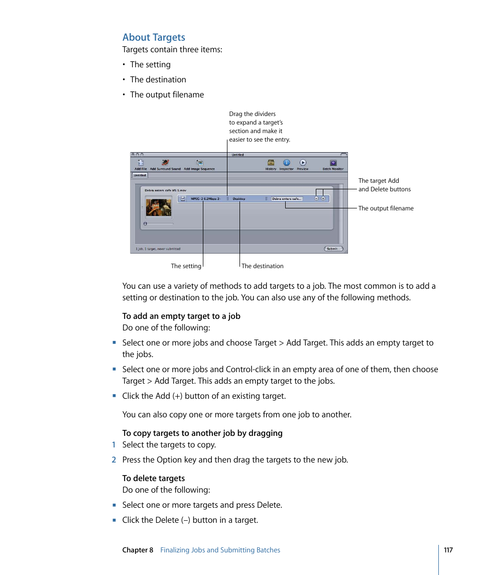 About targets | Apple Compressor 3 User Manual | Page 117 / 368