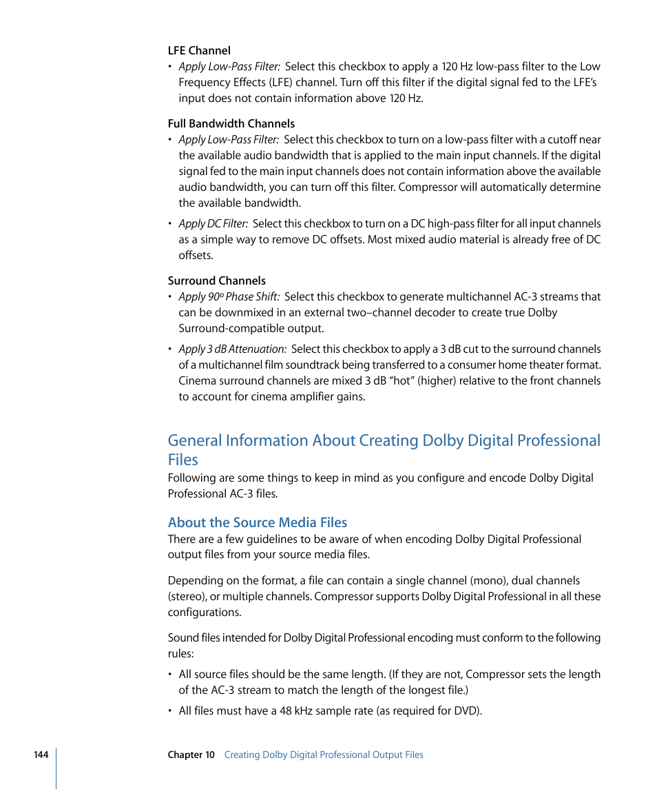 About the source media files | Apple Compressor 3 User Manual | Page 144 / 368