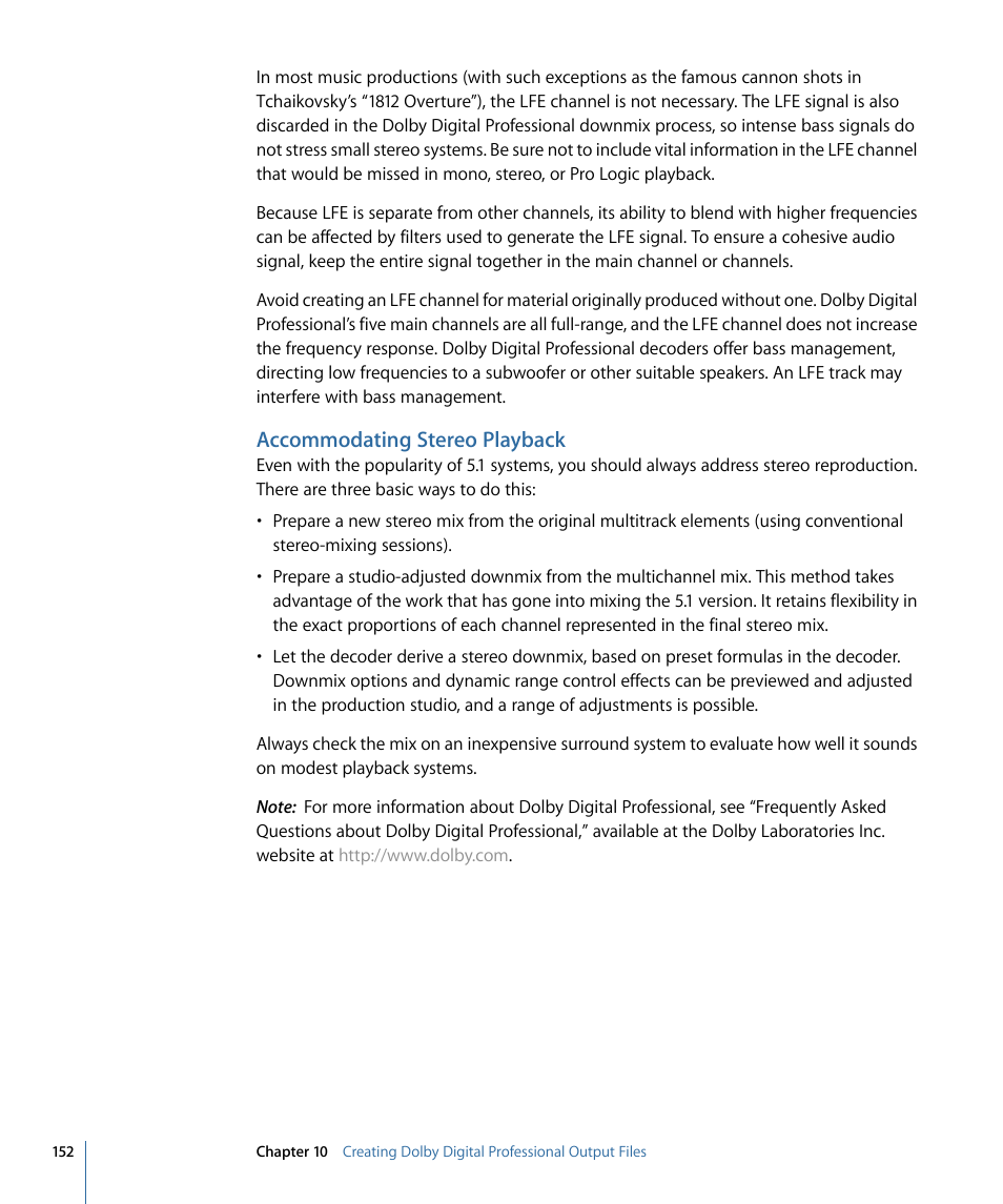 Accommodating stereo playback | Apple Compressor 3 User Manual | Page 152 / 368