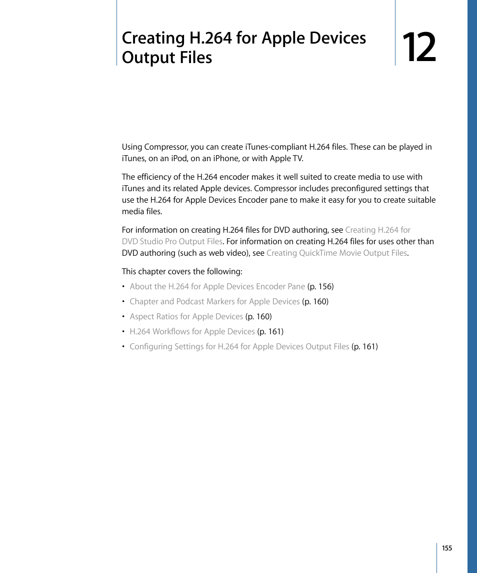 Creating h.264 for apple devices output files | Apple Compressor 3 User Manual | Page 155 / 368