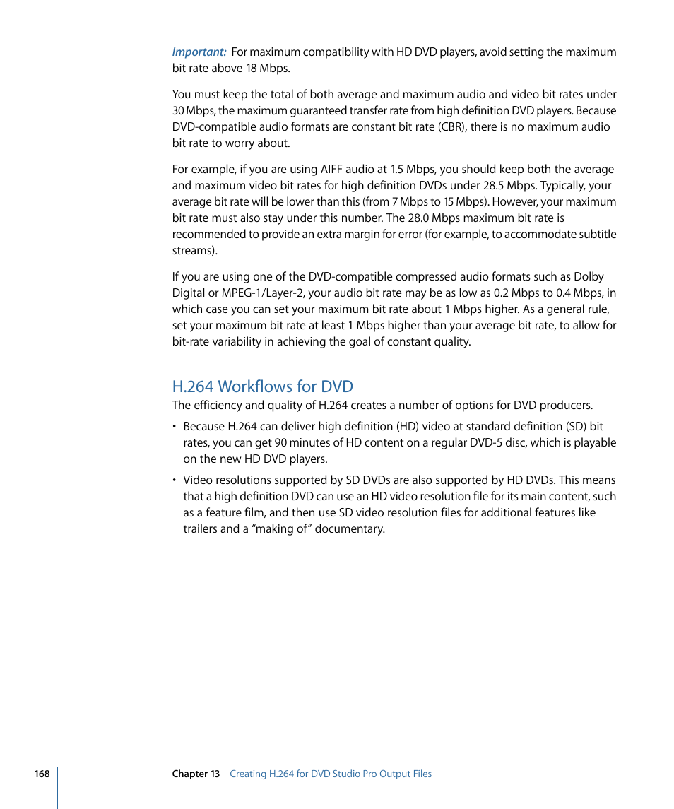 H.264 workflows for dvd | Apple Compressor 3 User Manual | Page 168 / 368