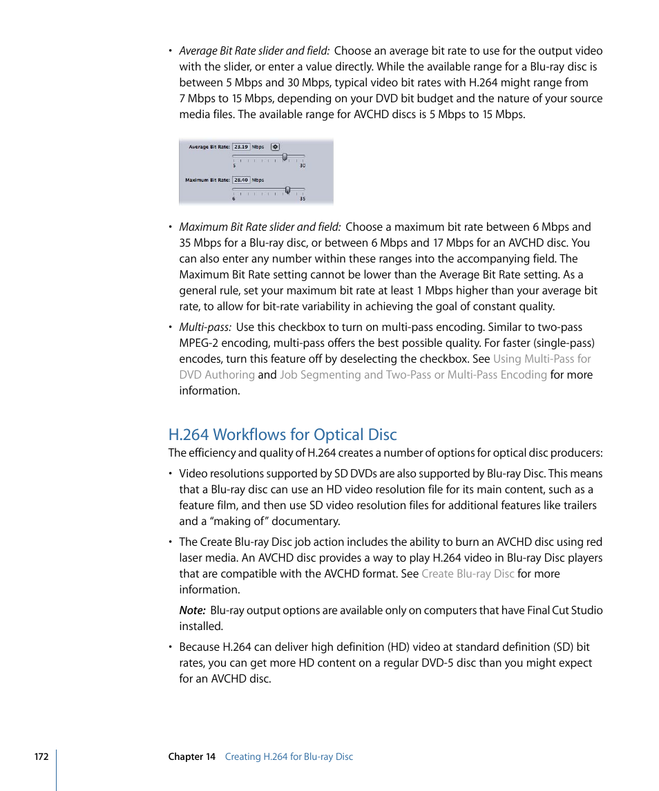 H.264 workflows for optical disc | Apple Compressor 3 User Manual | Page 172 / 368