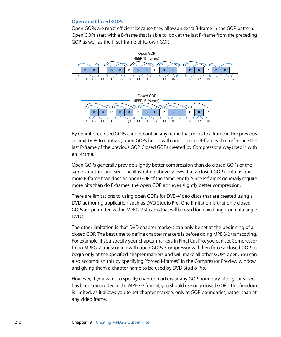 Open and closed gops, Open and closed, Gops | Apple Compressor 3 User Manual | Page 212 / 368