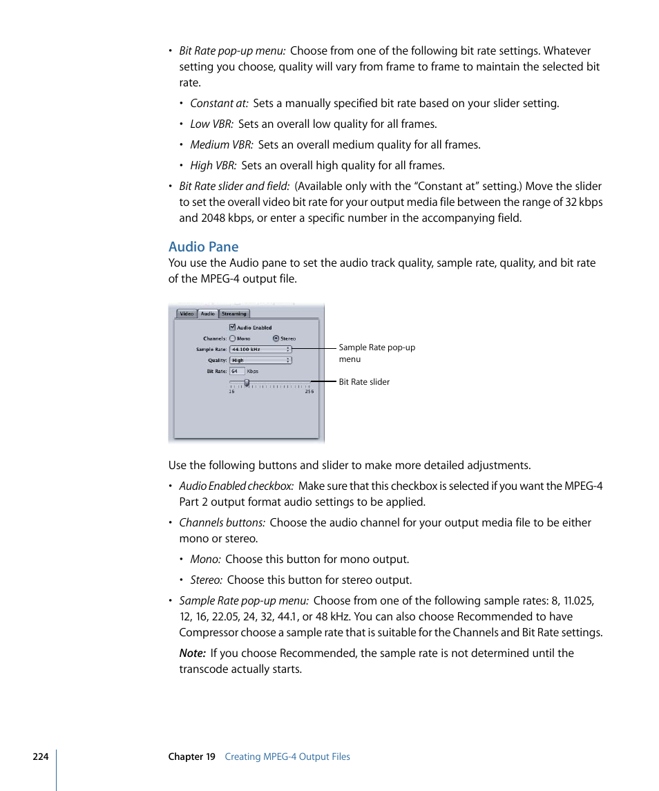 Audio pane | Apple Compressor 3 User Manual | Page 224 / 368