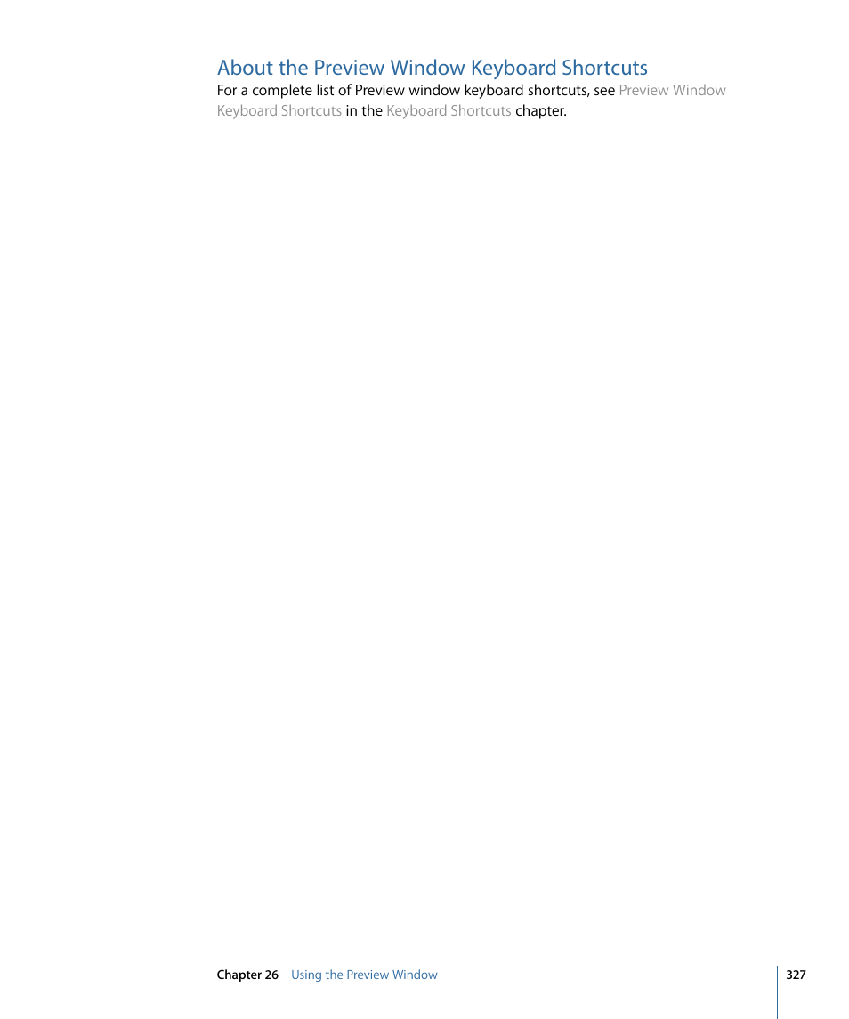 About the preview window keyboard shortcuts | Apple Compressor 3 User Manual | Page 327 / 368