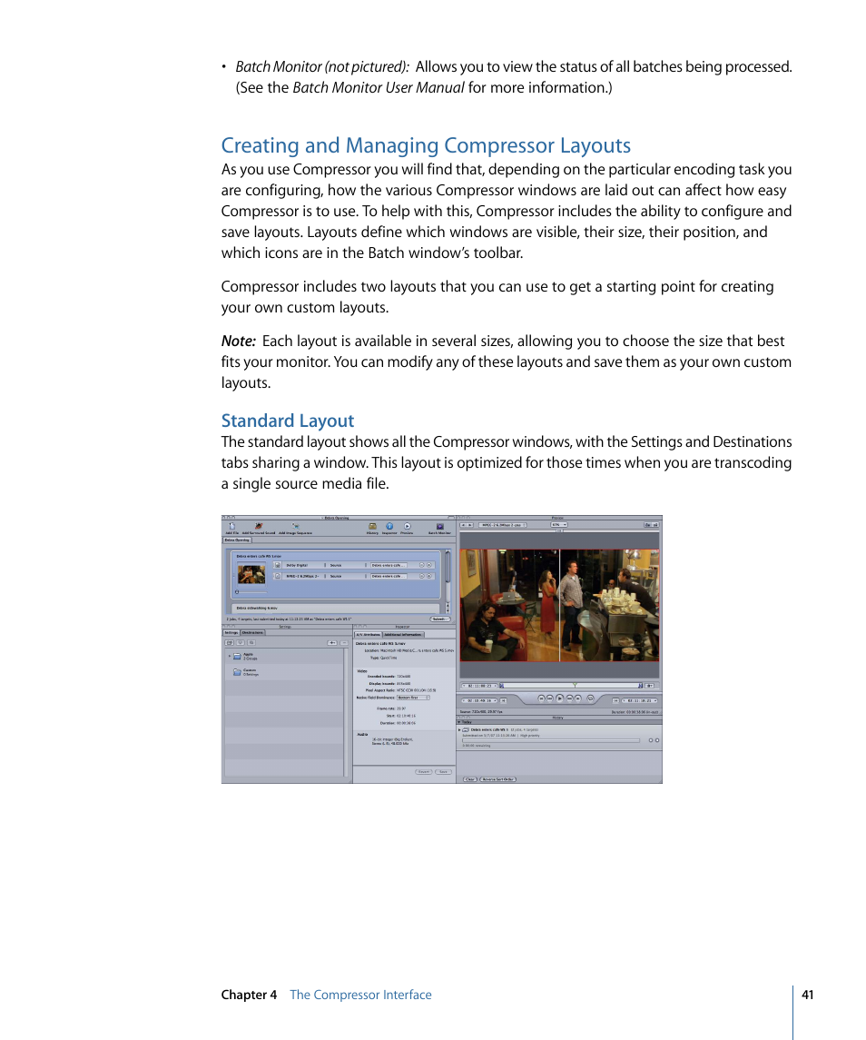 Creating and managing compressor layouts, Standard layout | Apple Compressor 3 User Manual | Page 41 / 368