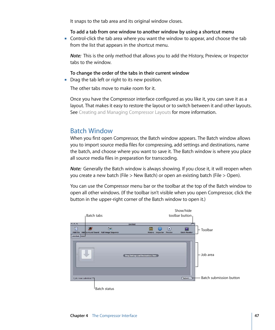 Batch window | Apple Compressor 3 User Manual | Page 47 / 368