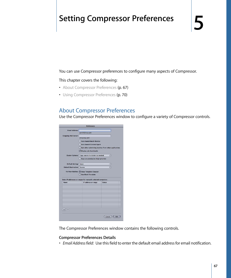 Setting compressor preferences, About compressor preferences | Apple Compressor 3 User Manual | Page 67 / 368