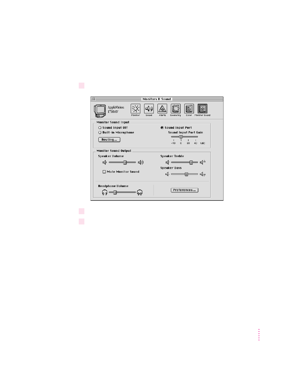 Adjusting applevision speaker volume | Apple AppleVision monitors (OS 7.1) User Manual | Page 23 / 68