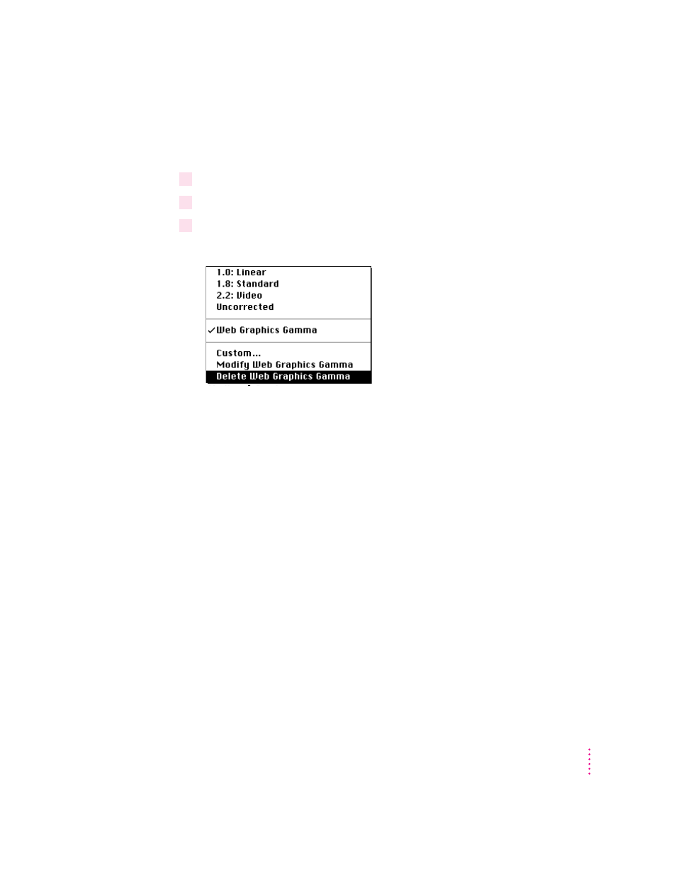 About ambient light, Deleting a gamma curve setting | Apple AppleVision monitors (OS 7.1) User Manual | Page 35 / 68