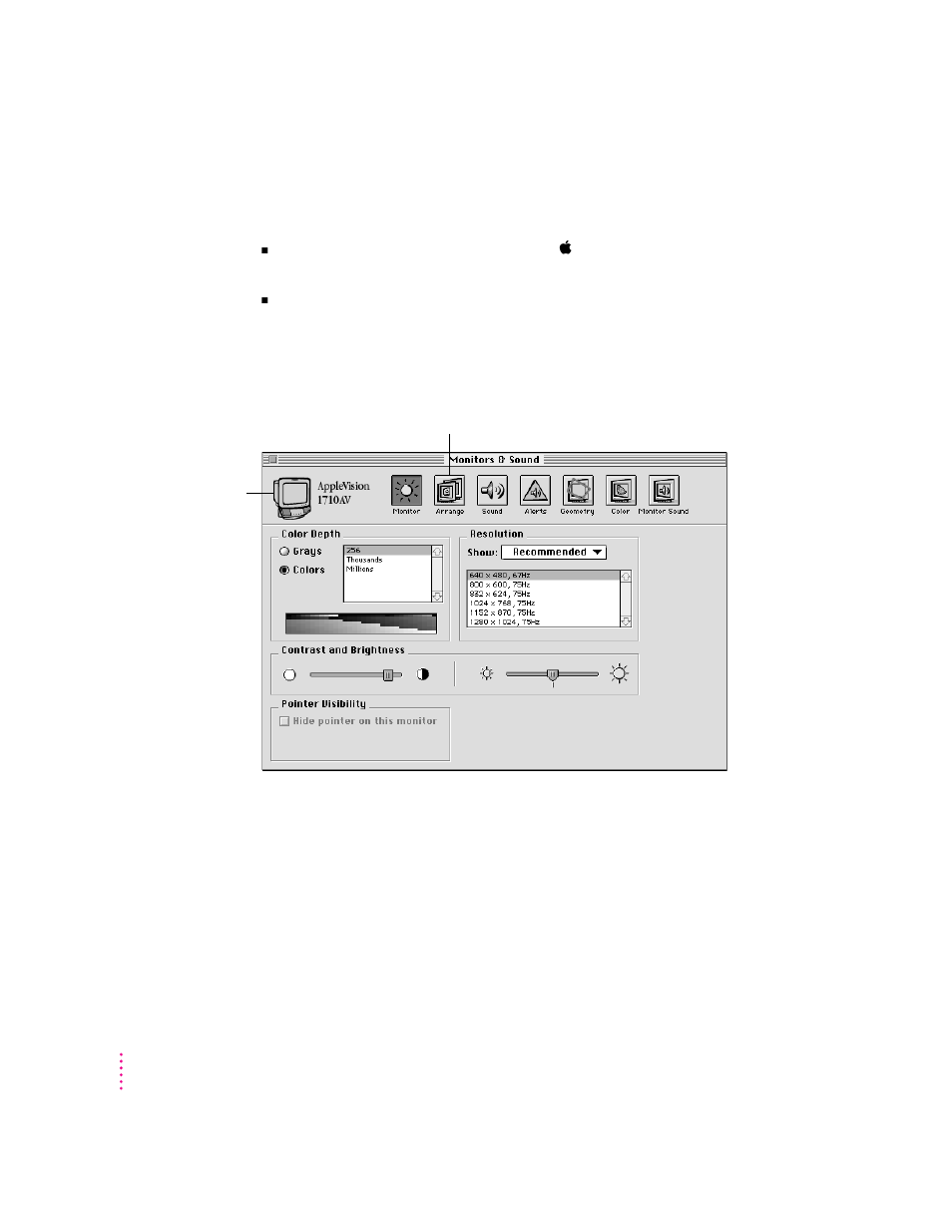 Opening monitors & sound | Apple AppleVision monitors (OS 7.1) User Manual | Page 4 / 68