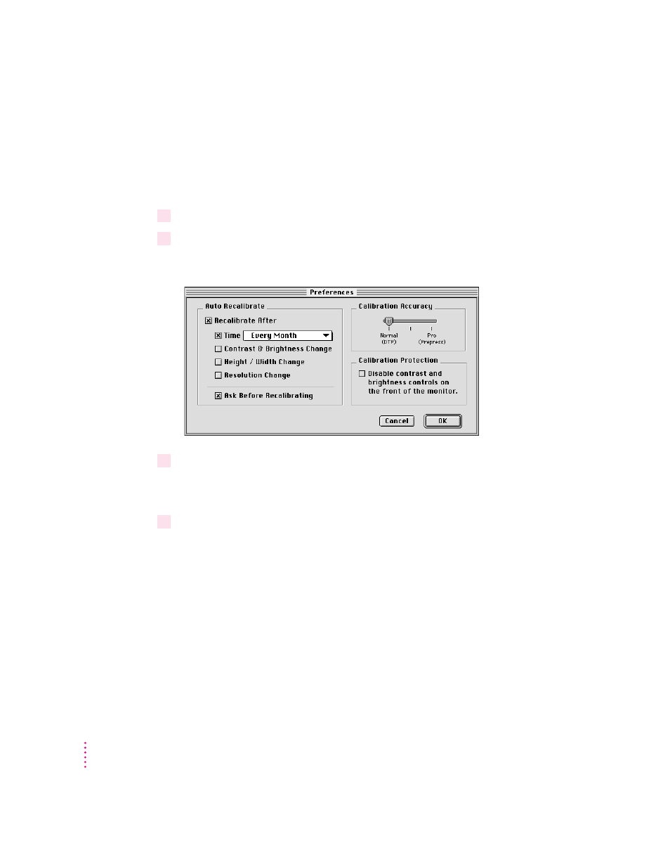 Recalibrating automatically | Apple AppleVision monitors (OS 7.1) User Manual | Page 42 / 68