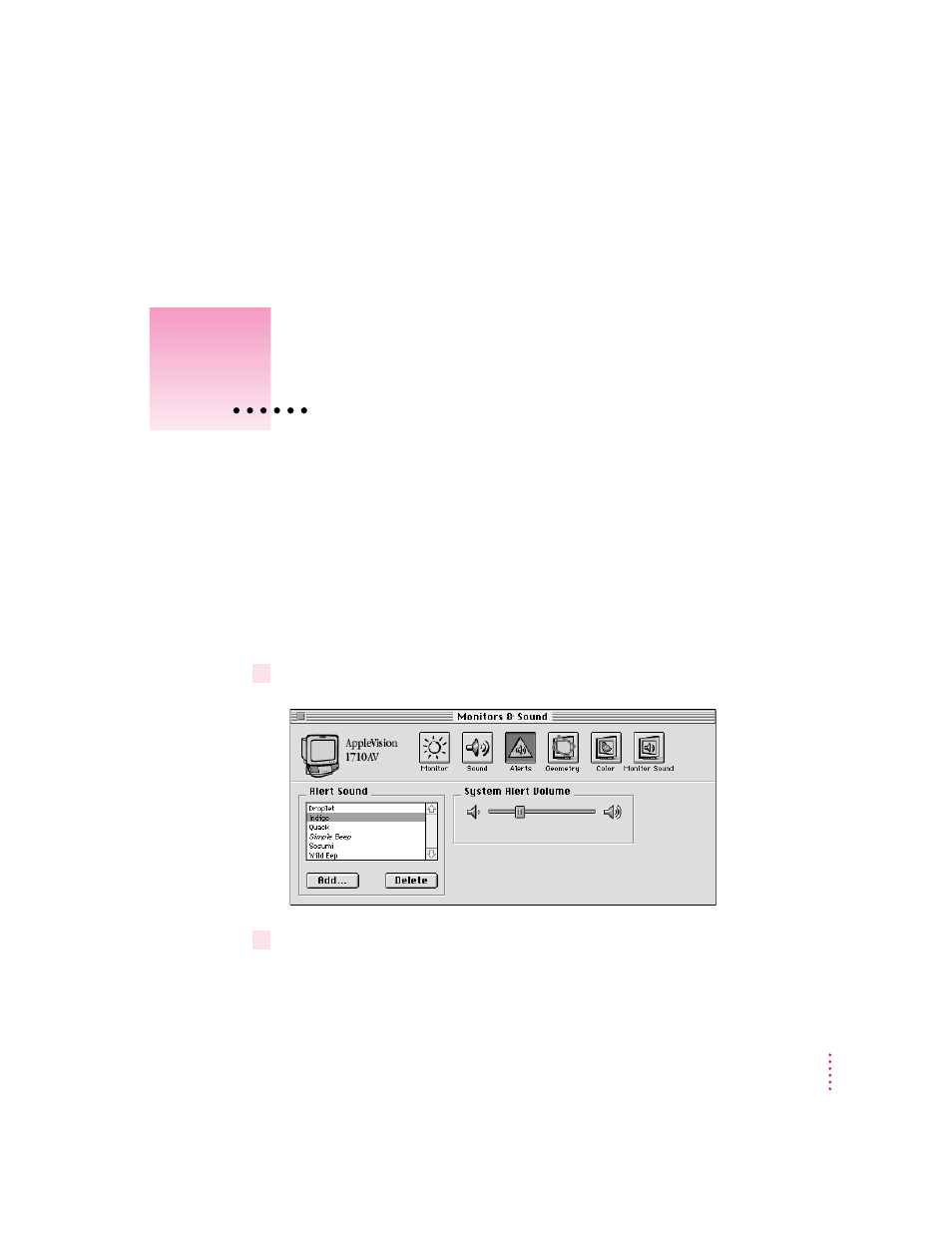 Alert settings | Apple AppleVision monitors (OS 7.1) User Manual | Page 53 / 68