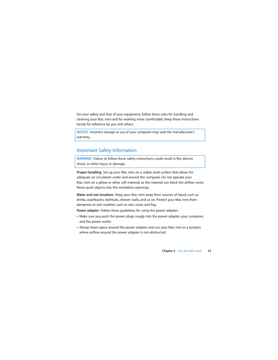 Important safety information | Apple Mac mini (Mac OS X Server, Late 2009) User Manual | Page 53 / 72