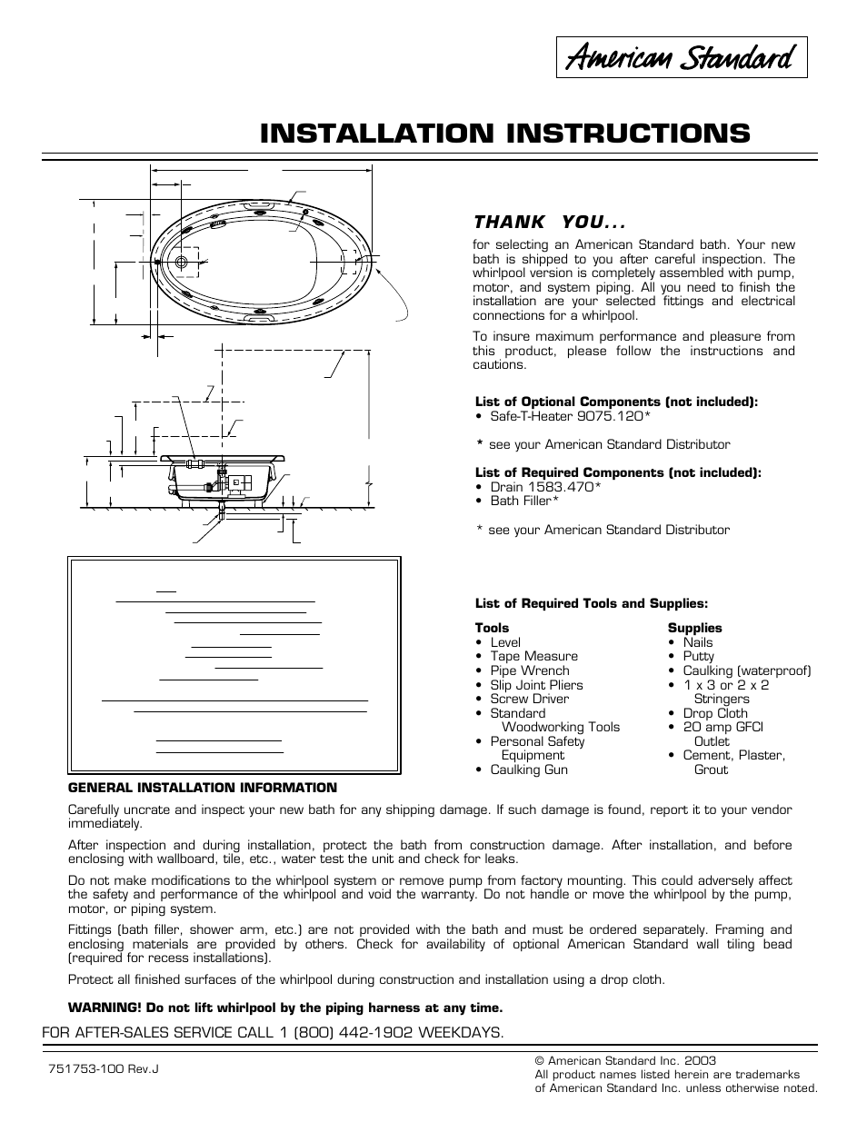 American Standard Ellisse Oval Bathtub 2709.XXXW User Manual | 4 pages