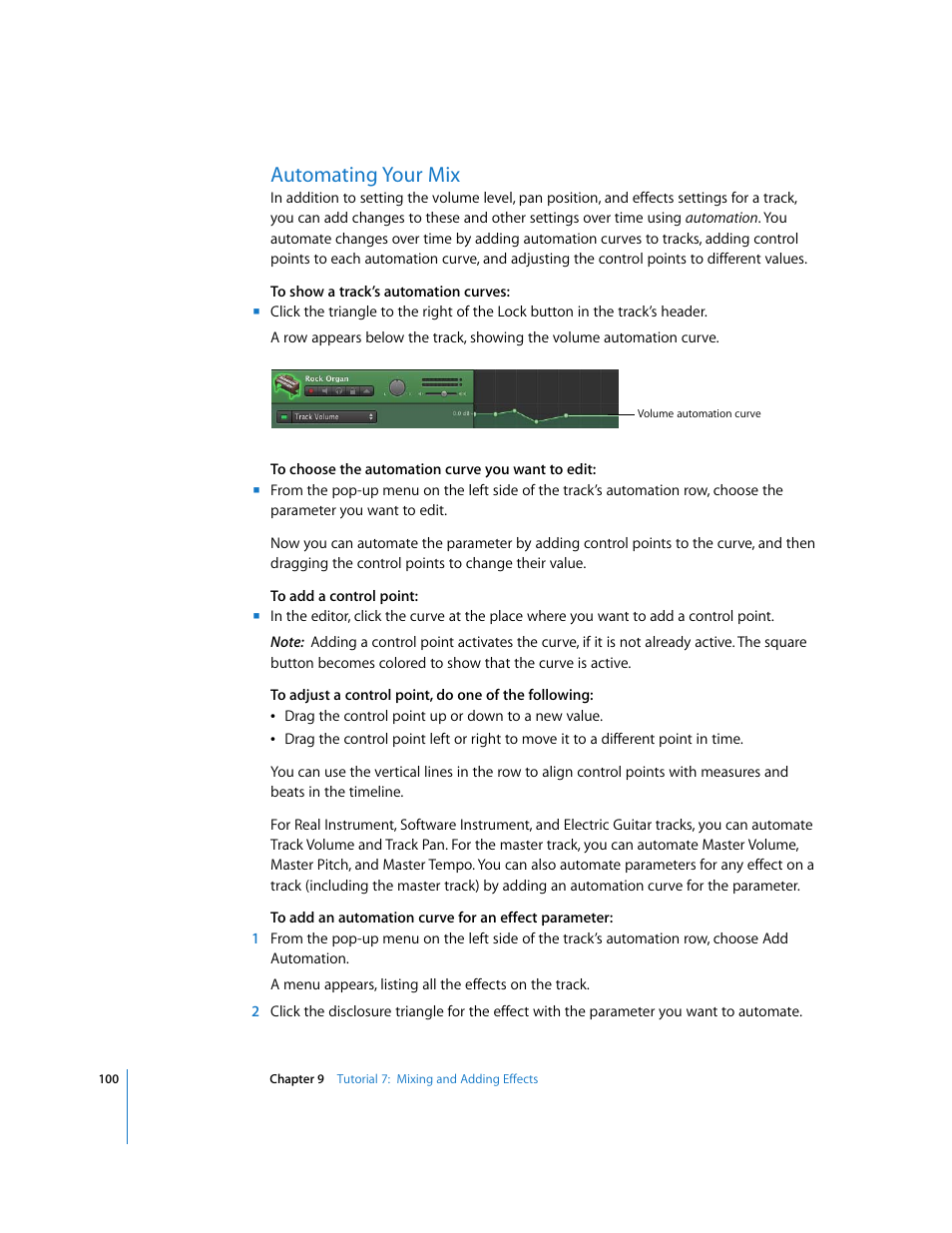 Automating your mix | Apple GarageBand '09 User Manual | Page 100 / 122