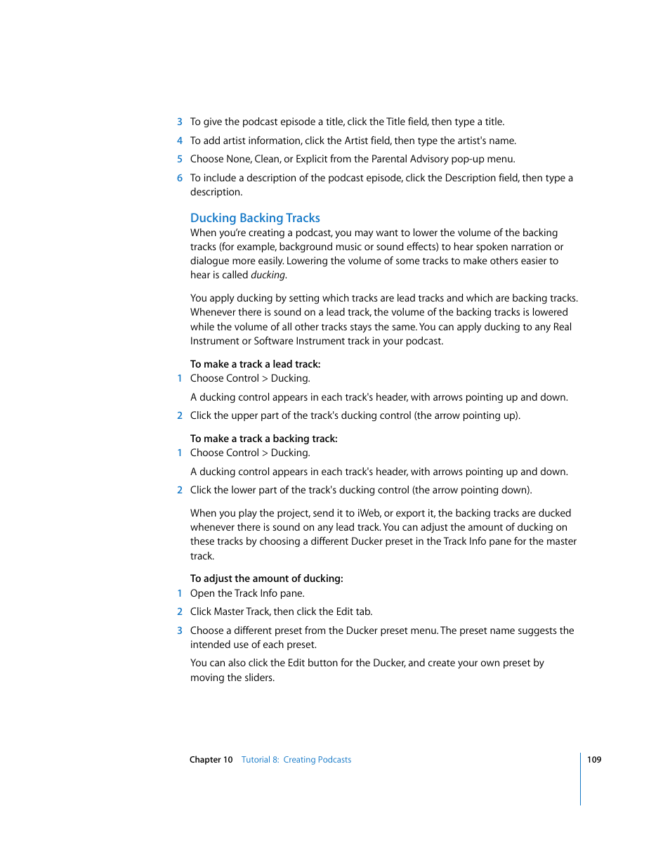 Apple GarageBand '09 User Manual | Page 109 / 122