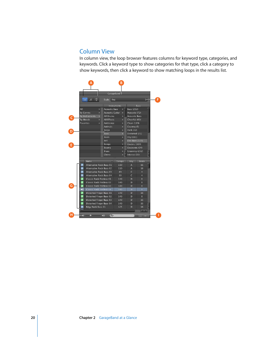 Column view | Apple GarageBand '09 User Manual | Page 20 / 122
