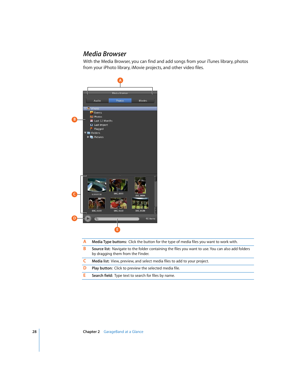 Media browser | Apple GarageBand '09 User Manual | Page 28 / 122