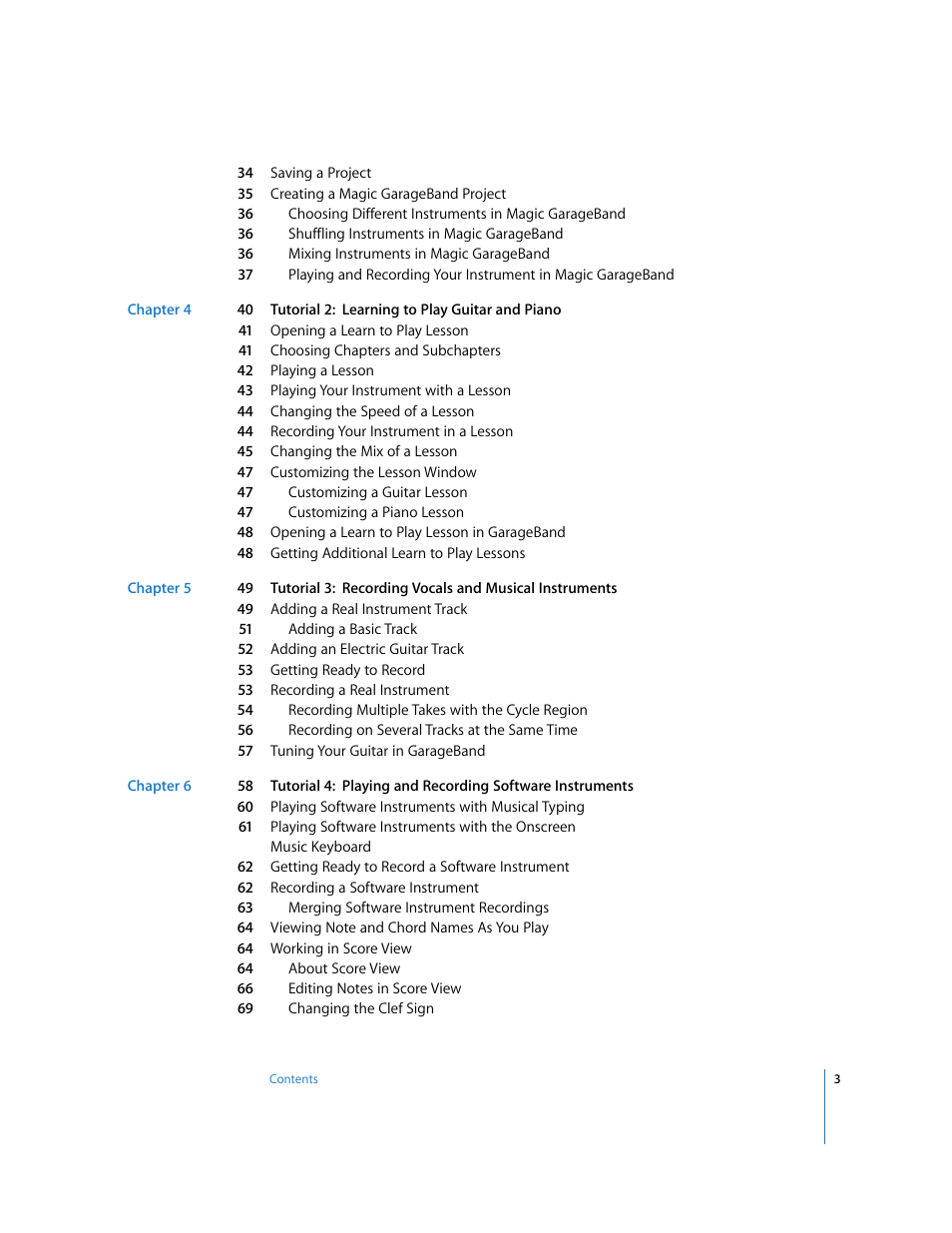 Apple GarageBand '09 User Manual | Page 3 / 122
