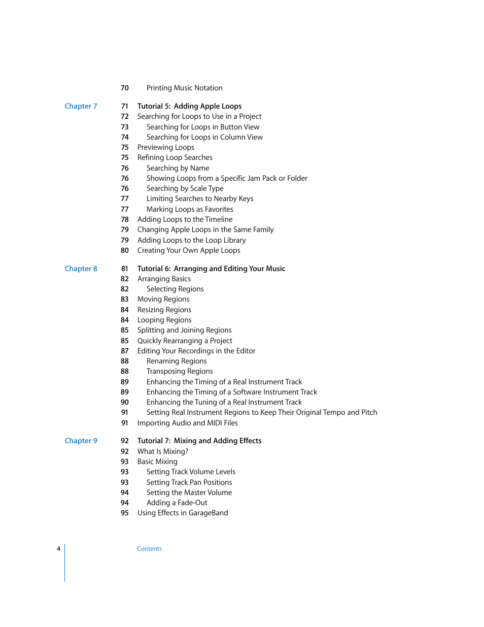 Apple GarageBand '09 User Manual | Page 4 / 122