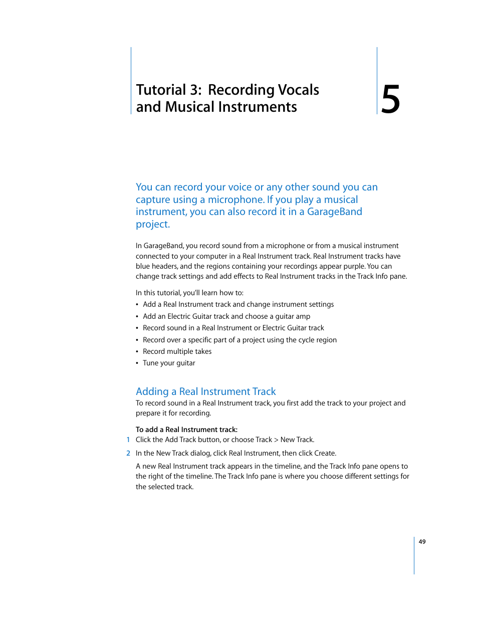 Chapter 5 | Apple GarageBand '09 User Manual | Page 49 / 122