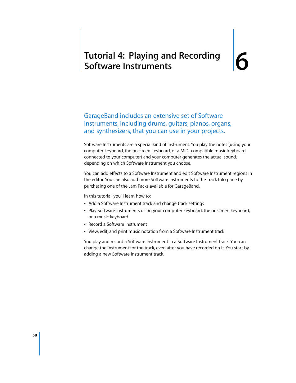 Chapter 6 | Apple GarageBand '09 User Manual | Page 58 / 122