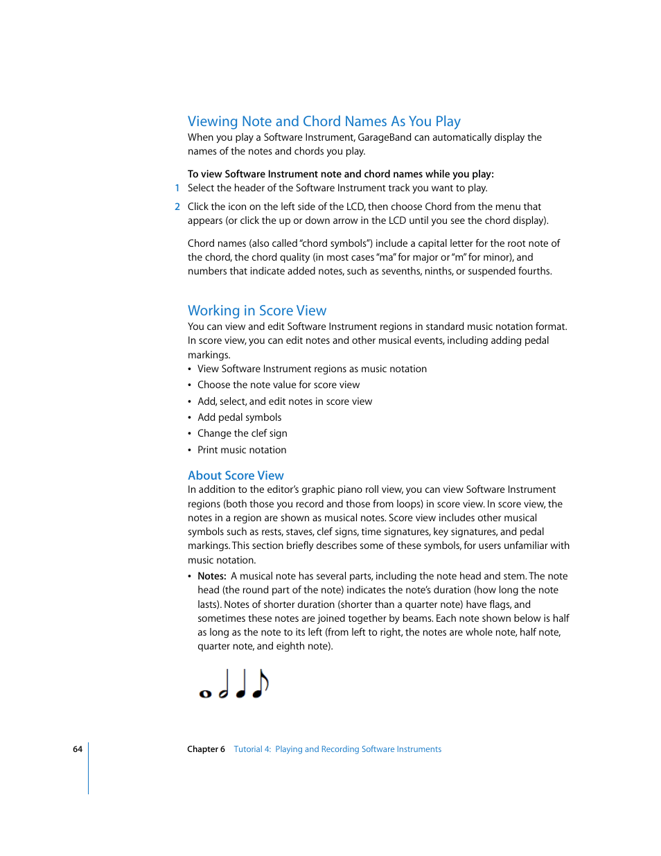 Working in score view | Apple GarageBand '09 User Manual | Page 64 / 122