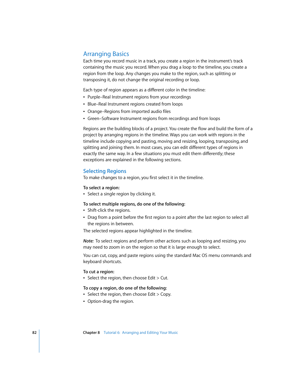 Arranging basics | Apple GarageBand '09 User Manual | Page 82 / 122