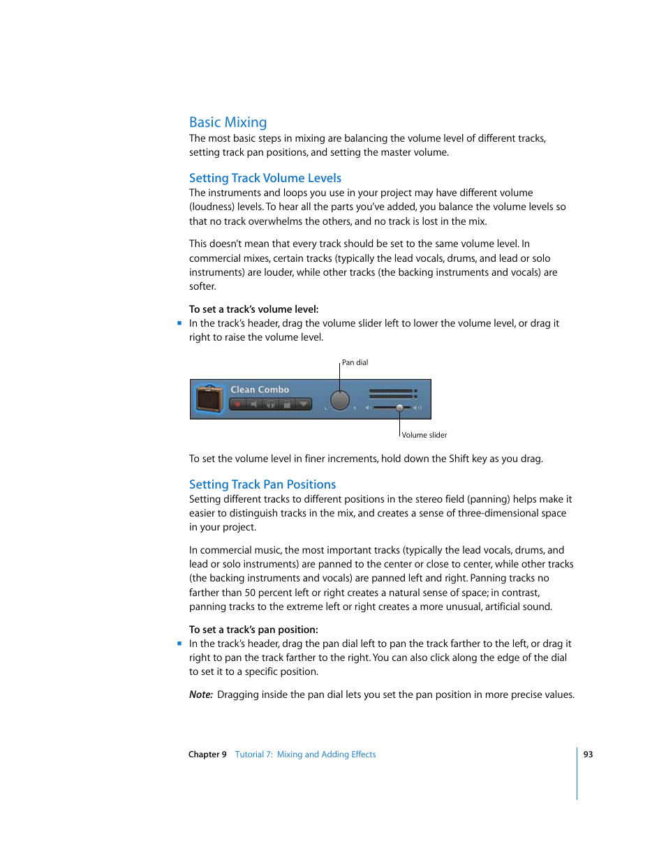 Basic mixing | Apple GarageBand '09 User Manual | Page 93 / 122