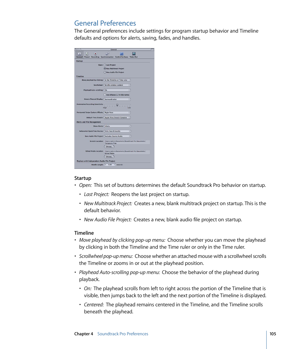 General preferences | Apple Soundtrack Pro 3 User Manual | Page 105 / 542