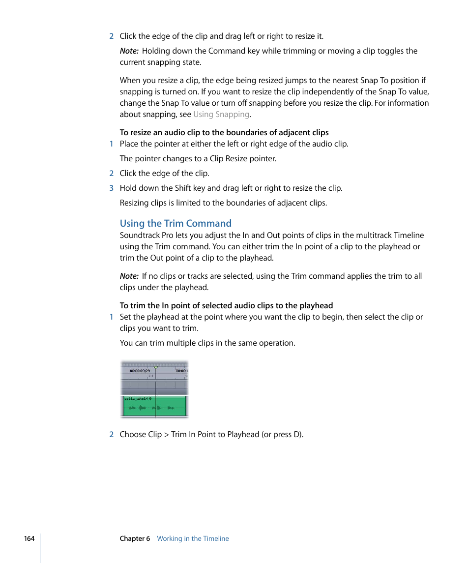 Using the trim command | Apple Soundtrack Pro 3 User Manual | Page 164 / 542