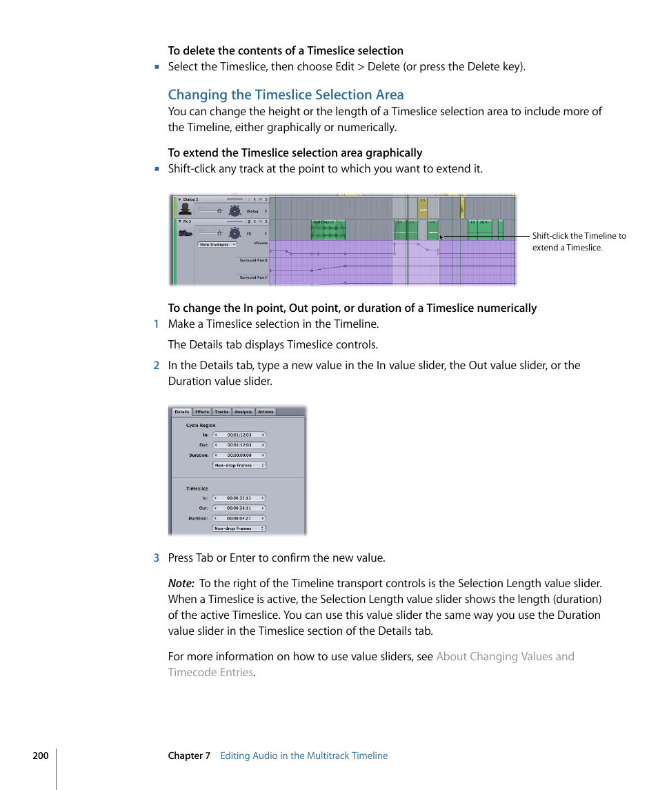 Changing the timeslice selection area | Apple Soundtrack Pro 3 User Manual | Page 200 / 542