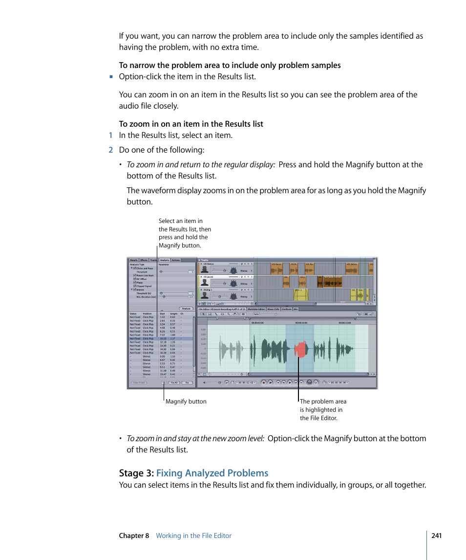 Stage 3: fixing analyzed problems | Apple Soundtrack Pro 3 User Manual | Page 241 / 542