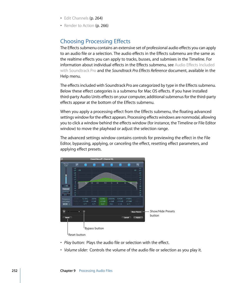 Choosing processing effects | Apple Soundtrack Pro 3 User Manual | Page 252 / 542