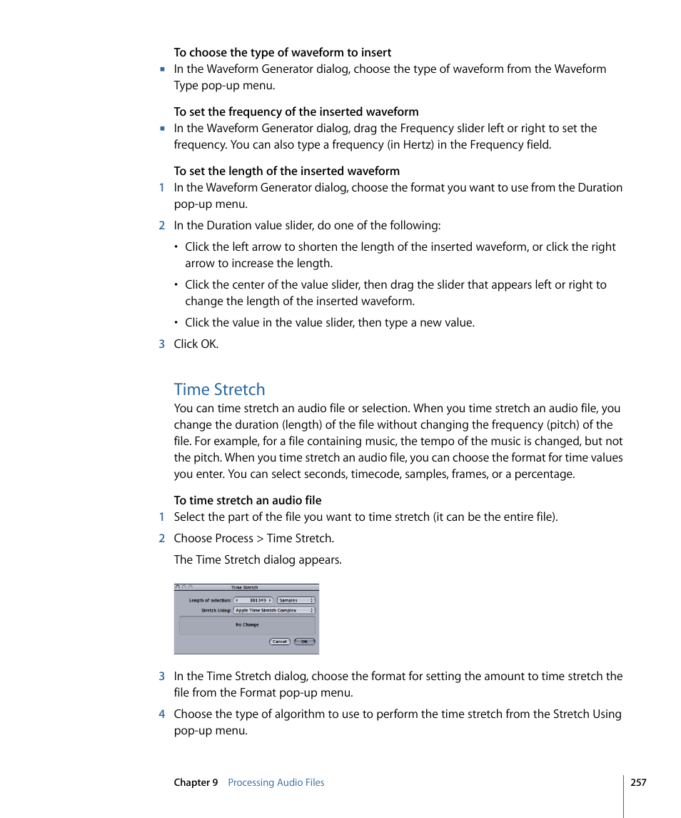 Time stretch | Apple Soundtrack Pro 3 User Manual | Page 257 / 542