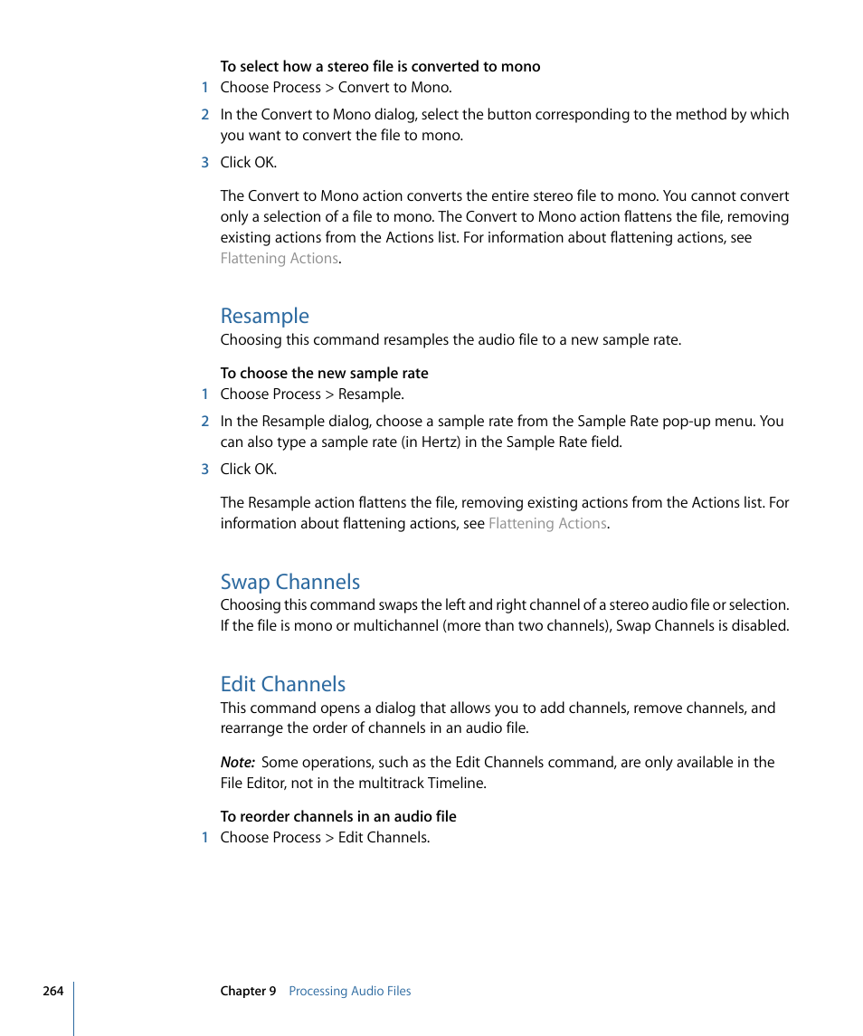Resample, Swap channels, Edit channels | Apple Soundtrack Pro 3 User Manual | Page 264 / 542