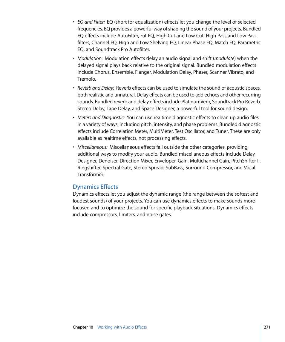Dynamics effects | Apple Soundtrack Pro 3 User Manual | Page 271 / 542