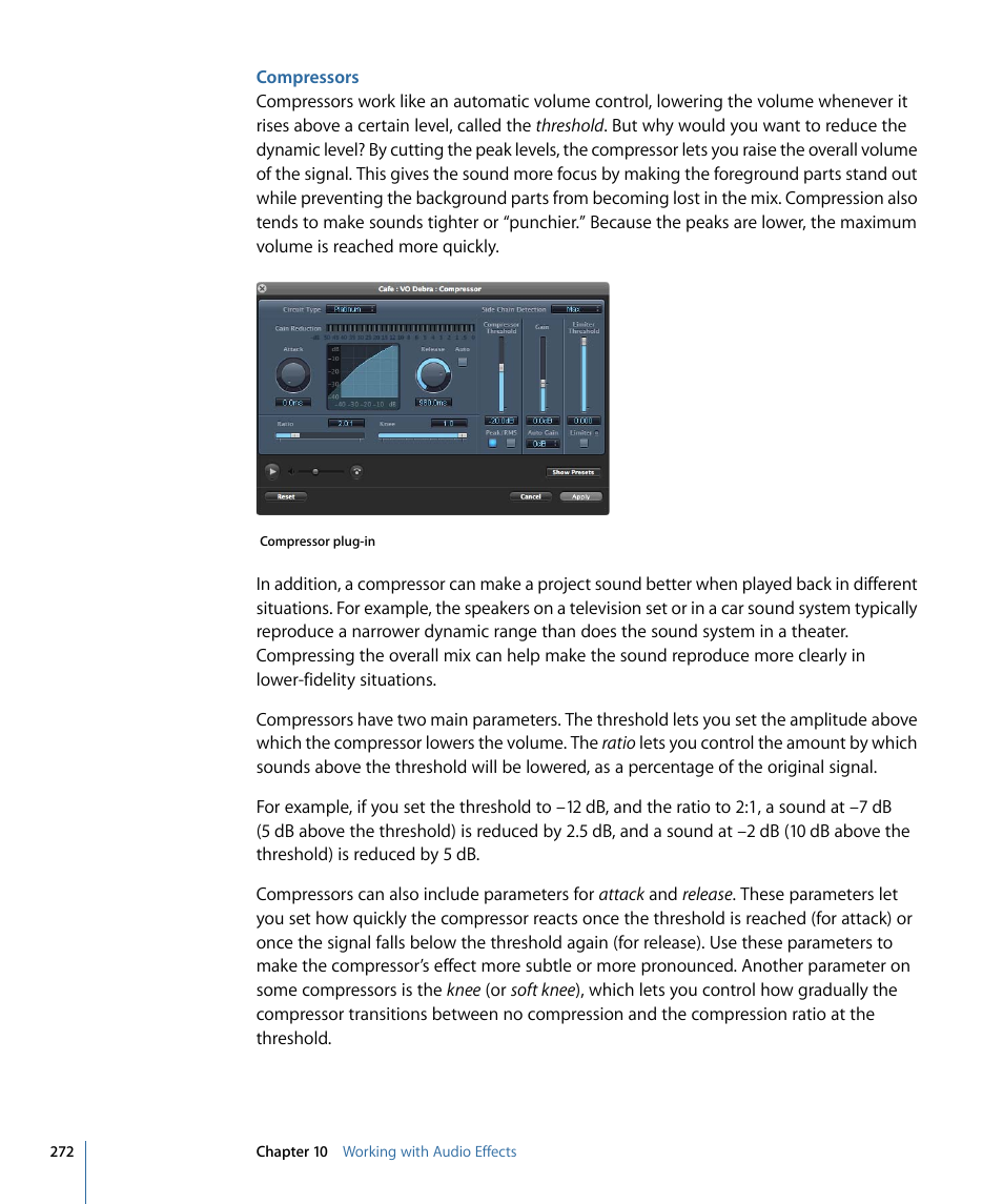 Compressors | Apple Soundtrack Pro 3 User Manual | Page 272 / 542