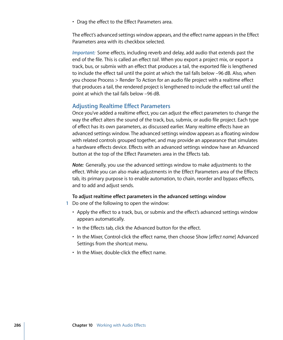 Adjusting realtime effect parameters | Apple Soundtrack Pro 3 User Manual | Page 286 / 542