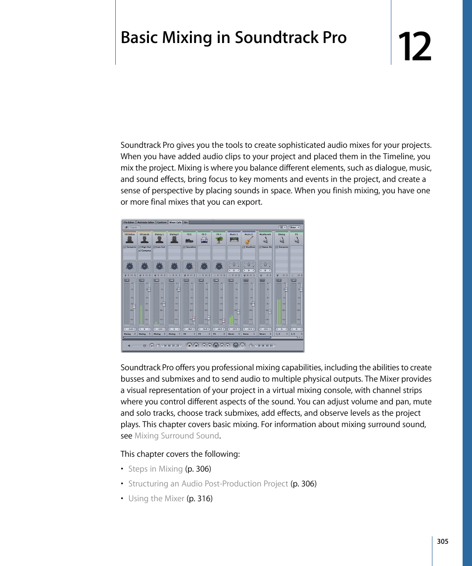 Basic mixing in soundtrack pro | Apple Soundtrack Pro 3 User Manual | Page 305 / 542