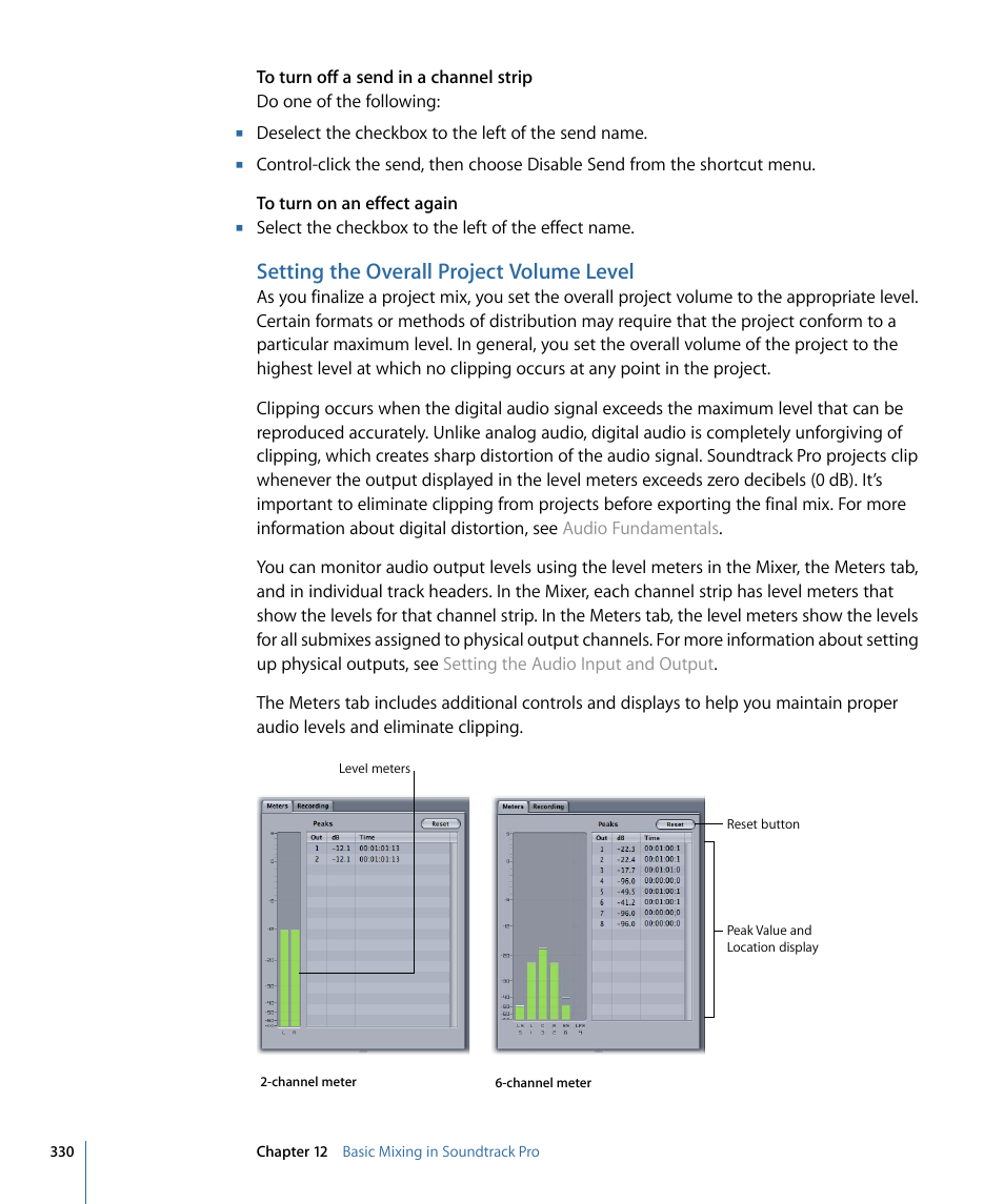 Setting the overall project volume level | Apple Soundtrack Pro 3 User Manual | Page 330 / 542