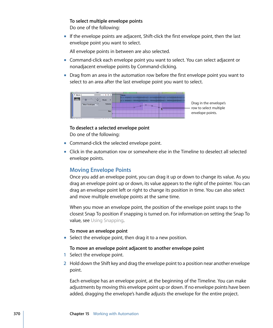 Moving envelope points | Apple Soundtrack Pro 3 User Manual | Page 370 / 542