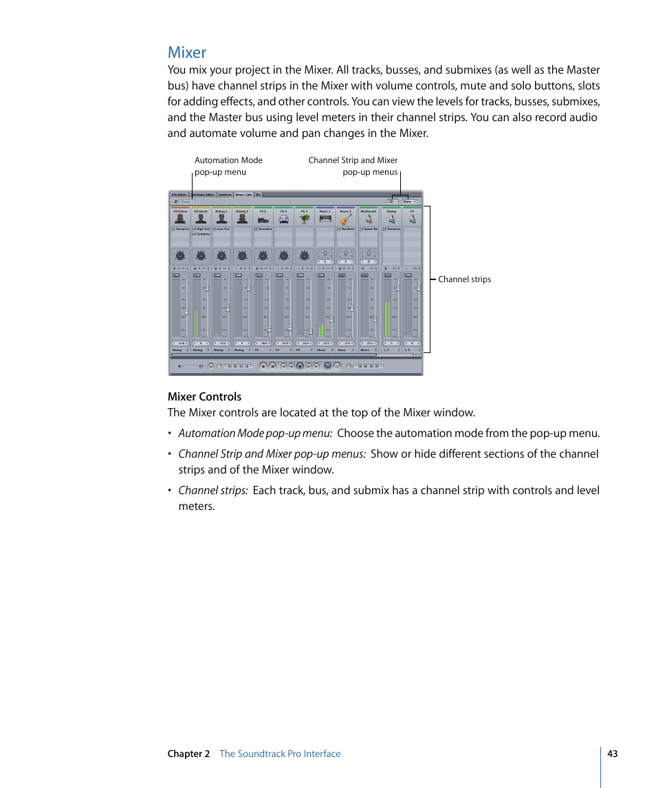 Mixer | Apple Soundtrack Pro 3 User Manual | Page 43 / 542