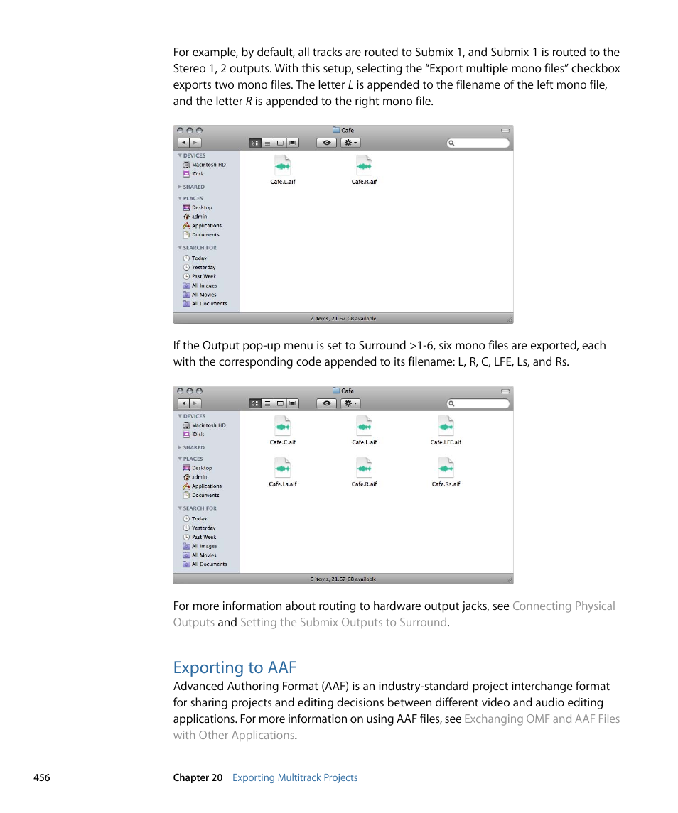 Exporting to aaf | Apple Soundtrack Pro 3 User Manual | Page 456 / 542