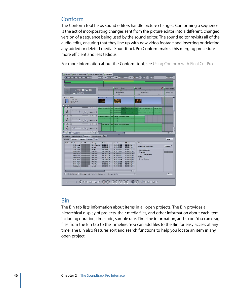 Conform | Apple Soundtrack Pro 3 User Manual | Page 46 / 542